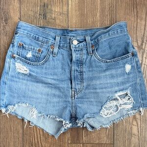Levi's Light Blue Distressed Jean Shorts